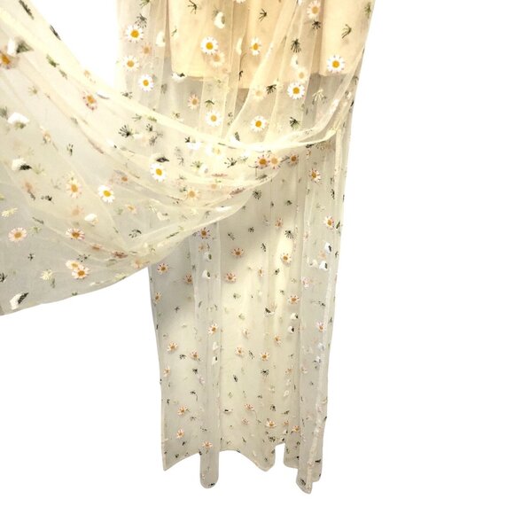 Kiss The Sky Yellow Floral Spaghetti Strap Lace Front Romper Sheer Maxi S - Picture 6 of 9
